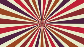 Abstract motion graphic loop featuring a classic retro sunburst design. Radial stripes in vintage colors radiate from the center, creating a vibrant, nostalgic background. - Powered by Shutterstock - Get 15% off with code: PIKWIZARD15
