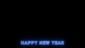 Glowing neon Christmas tree animation with bright green light on black background and “Happy New Year” text in blue neon. Futuristic holiday design, festive winter greeting card, modern celebration  - Powered by Shutterstock - Get 15% off with code: PIKWIZARD15
