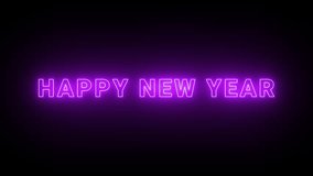Glowing purple neon “Happy New Year” text on a dark gradient background. Futuristic festive greeting design perfect for holiday animations, celebration graphics, digital cards, banners and seasonal pr - Powered by Shutterstock - Get 15% off with code: PIKWIZARD15