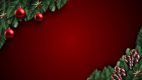 Festive Christmas background video with candy canes, ornaments, and pine branches creating a magical holiday season celebration backdrop - Powered by Shutterstock - Get 15% off with code: PIKWIZARD15