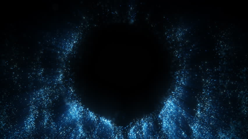 4K Abstract Black Hole Explosion Animation with Blue Glitters – 3D Render Motion Background Video