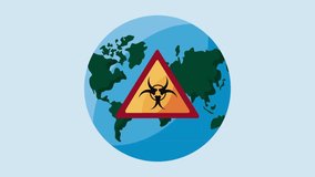 World map with biohazard warning symbol on a light blue background danger - Powered by Shutterstock - Get 15% off with code: PIKWIZARD15