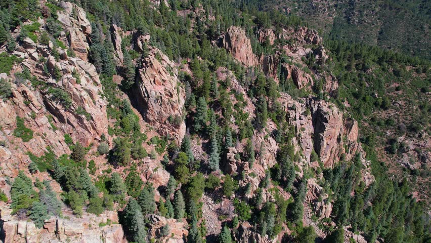 Aerial View of Cliffs and Pine Forest in Landscape ef Colorado USA. Frontier Pathways Scenic and Historic Byway