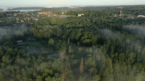 Aerial Drone Footage over River Forest Village