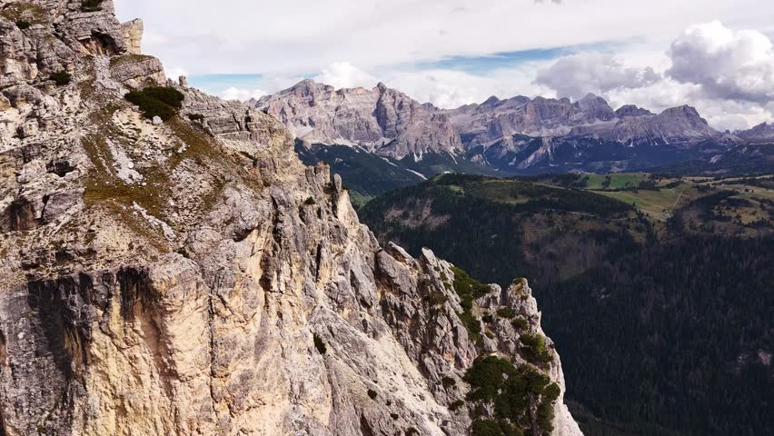 Beautiful Dolomites mountains Italy. Alta Badia, Alto Adige, Val Gardena in Dolomites Mountains. Gardena Pass in the Bolzano province. Dolomites. Sassongher Mountain peak Furcela de Ciampei 