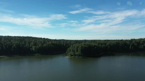 Aerial View over River Green Forest