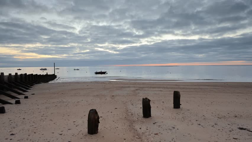 Time Lapse Video of Beautiful Sunrise at Plage des Sableaux, Noirmoutier, France