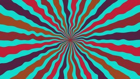 Hypnotic rotating sunburst motion graphic loop. Retro radial stripes in vibrant teal, red, and brown colors create a psychedelic, energetic background. - Powered by Shutterstock - Get 15% off with code: PIKWIZARD15