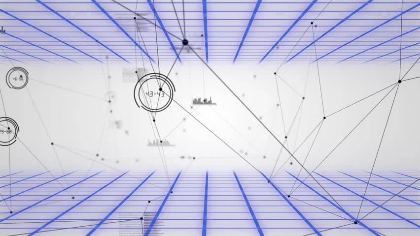 Upon loading blue wireframe grid network appearing, text THANK YOU! fading in red box for emphasis. Futuristic, digital, technology, connectivity, data visualization, abstract, geometric - Powered by Shutterstock - Get 15% off with code: PIKWIZARD15