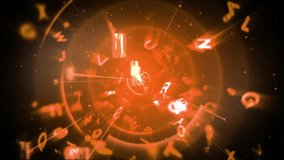 Starting from dark void, red orb emitting glow while shapes and code swirling for data vortex. Abstract, digital art, cosmic, futurism, visualization, motion graphics, 科技感 - Powered by Shutterstock - Get 15% off with code: PIKWIZARD15