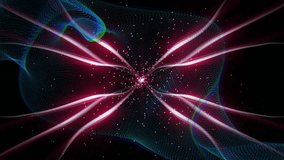 Pulsing magenta core initiating pink tendrils extending outward teal mesh waving and gathering dots. Cosmic, futuristic, luminous, abstract, dynamic, technology, visualization - Powered by Shutterstock - Get 15% off with code: PIKWIZARD15