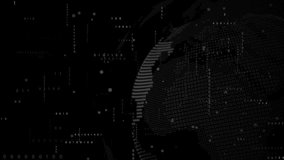 After binary streams drifting, 3D globe emerging and spinning to reveal continents for data flow. Technology, visualization, futurism, digital, innovation, cyberspace, network - Powered by Shutterstock - Get 15% off with code: PIKWIZARD15