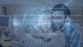 tech couple sitting tapping smartphone to review selfie under shifting globe overlay. Digital, connection, intimacy, modern, lifestyle, harmony, communication - Powered by Shutterstock - Get 15% off with code: PIKWIZARD15