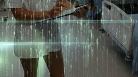 Nurse holding clipboard noting beside hospital bed checking chart comforting patient squeezing toy. Healthcare, compassion, caregiving, clinical, medical, emotional support, pediatric - Powered by Shutterstock - Get 15% off with code: PIKWIZARD15