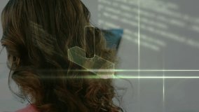 Doctor aligning xray for analysis as patient raising hand while bars transforming into DNA helix. Medical, consultation, diagnostics, innovation, healthcare, visualization, communication - Powered by Shutterstock - Get 15% off with code: PIKWIZARD15