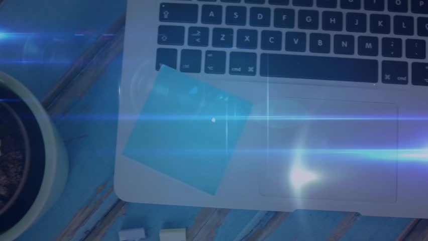 Glowing node appearing over sticky note starting network mapping across desk items visualizing data. Technology, innovation, connectivity, digital, workspace, design, modern - Powered by Shutterstock - Get 15% off with code: PIKWIZARD15