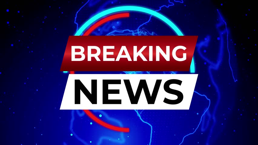  Futuristic animation of a digital Earth globe rotating with HUD elements, data streams, and breaking news alerts for global media concepts.