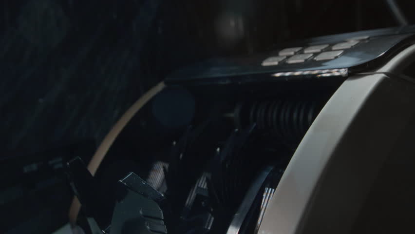 Money cash counting equipment machine. Quick credit or loan, mortgage. Payment and calculation finances. Close-up view of money counter with cash. Banking, investment and currency exchange concept.