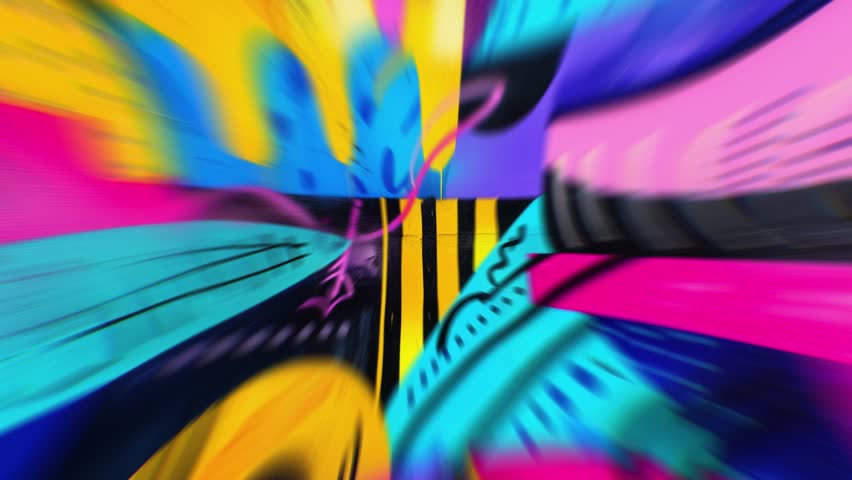 Seamless looping cartoon tunnel animation for VJ performances, concerts, and party visuals. Ideal for creating dynamic, colorful backgrounds and motion effects.