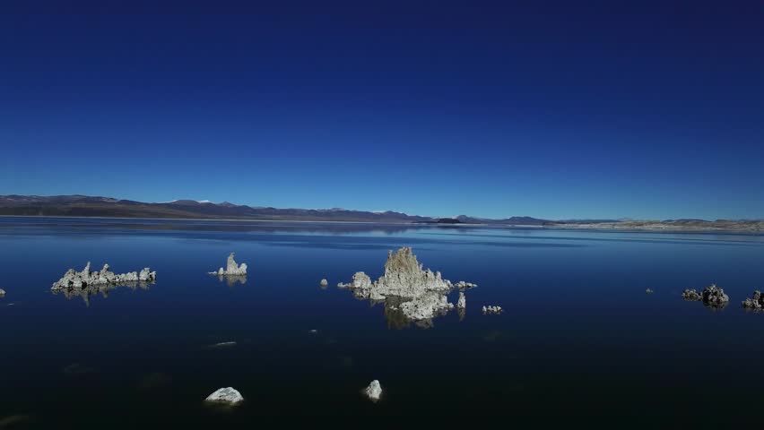 Aerial Drone Footage of Mono Lake California with Tufa Towers and Alkali Water