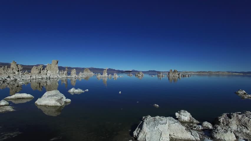 Aerial Drone Footage of Mono Lake California with Tufa Towers and Alkali Water