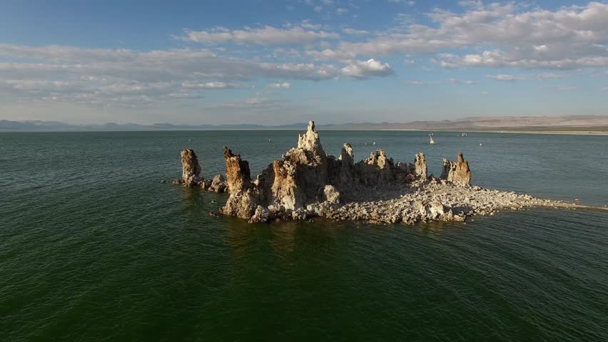 Aerial Drone Footage of Mono Lake California with Tufa Towers and Alkali Water