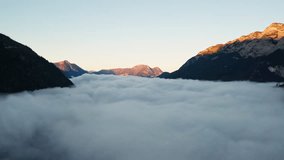 Dark Mystical Morning Fog Over Lake Grundlsee, Austria – 4K Aerial Drone Footage in Autumn - Powered by Shutterstock - Get 15% off with code: PIKWIZARD15