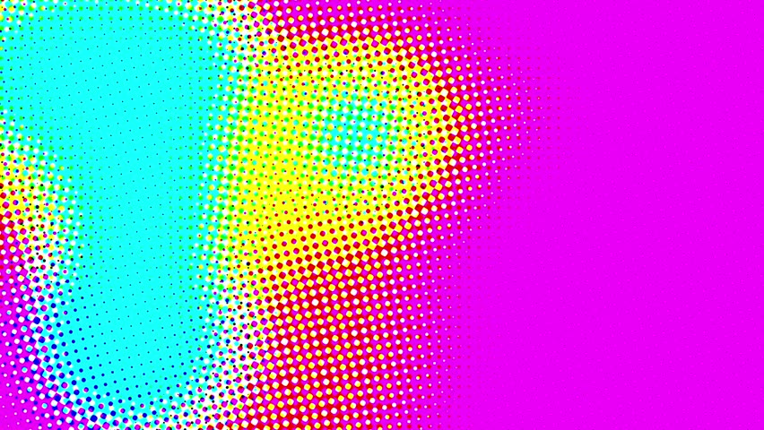4K BACKGROUND ABSTRACT CMYK CYAN MAGENTA YELLOW HALTONE ANIMATION MOTION