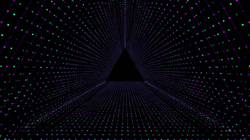 Geometric Pyramid Triangular With Vibrant Dots On Black Background Video