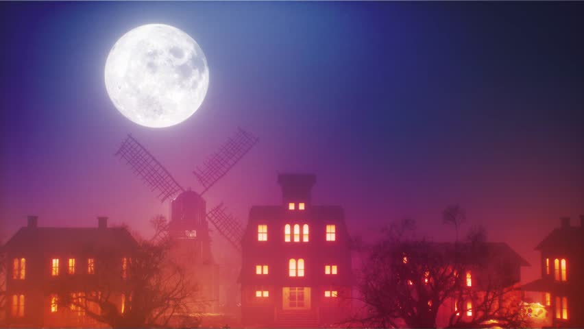 The zombies in town wake up on Halloween night. Halloween background video animation footage