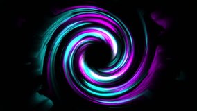Rotating spiral neon light animation with hypnotic purple teal energy for broadcast television. Hypnotic neon swirl animation with purple teal energy vortex and rotating spiral light beams. - Powered by Shutterstock - Get 15% off with code: PIKWIZARD15