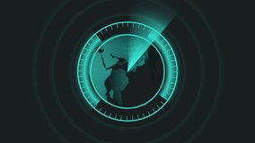 Glowing teal lines concentric radar scan futuristic digital globe. Digital globe radar scan with teal glowing concentric lines. Futuristic digital globe radar scan teal glowing lines. - Powered by Shutterstock - Get 15% off with code: PIKWIZARD15