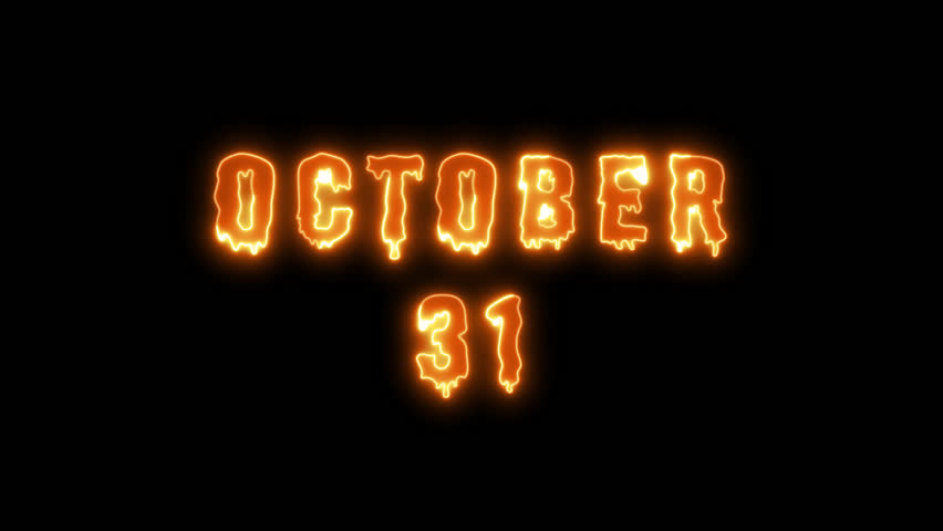 31 October, month calendar with burning fire flame on transparent alpha background,
4k animation. Halloween Date 31 October Animation, Burning Fire Flame Date on Transparent Background