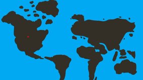 Email sending animation across countries on world map. Moving mail icon traveling between nations. Global communication concept. - Powered by Shutterstock - Get 15% off with code: PIKWIZARD15