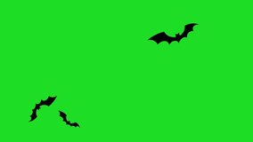 Flying Black bats appear over green screen chroma key green for spooky Halloween video transitions 4k - Powered by Shutterstock - Get 15% off with code: PIKWIZARD15