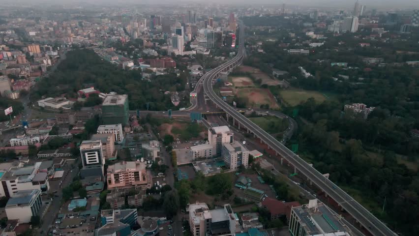 Aerial view of nairobi expressway and city skyline