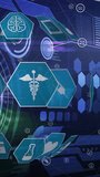Animation of medical digital icons over scopes scanning on blue background. global technology, medicine, connections and digital interface concept digitally generated video. - Powered by Shutterstock - Get 15% off with code: PIKWIZARD15