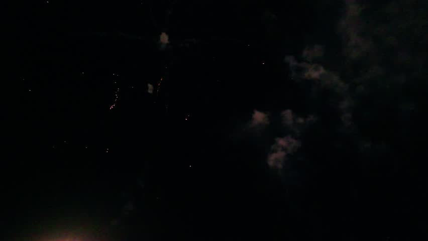 Exploding fireworks drone footage - 4k video shot by drone as fireworks explode