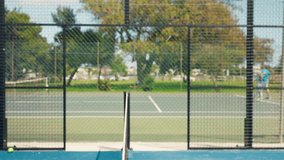 Padel, men and shaking hands at court for sports, greeting and fair play with smile. Tennis players, fitness and handshake for friendly match, respect and sportsmanship competition for game outdoor - Powered by Shutterstock - Get 15% off with code: PIKWIZARD15