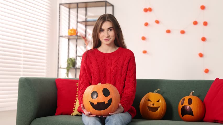 Happy Halloween. Woman with Jack-o