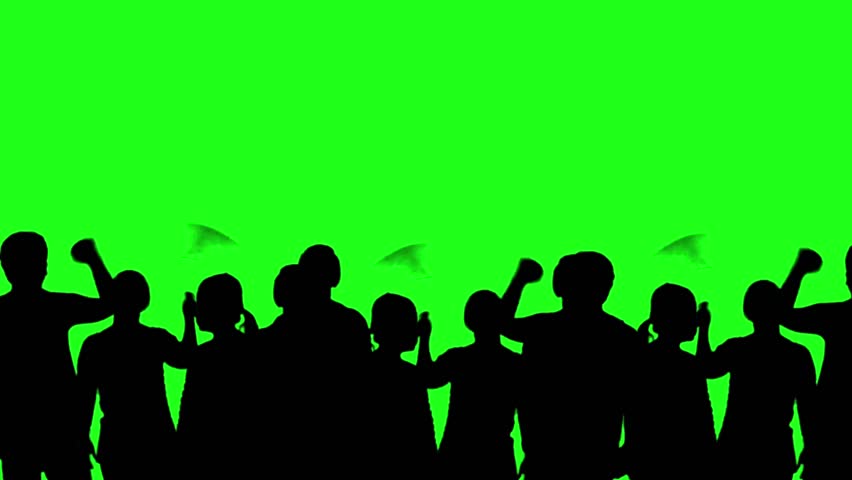 Energetic Crowd Silhouettes Cheering and Applauding on Green Screen - Easy Compositing for VFX 
