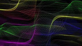 Colorful Abstract Wave Background Animation. Dynamic digital Waving Lines flowing across a dark background. vibrant network of intersecting curves that create depth, motion, and energy.	 - Powered by Shutterstock - Get 15% off with code: PIKWIZARD15