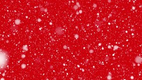 Delicate snowflakes drift gently. Winter Christmas backdrop, peaceful and magical atmosphere on a red background. 4k seamless loop - Powered by Shutterstock - Get 15% off with code: PIKWIZARD15