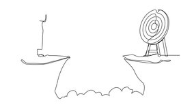 Animated self drawing of continuous one line drawing Arab businesswoman standing on cliff with binoculars in hand. Business target goals concept. Woman focus to successful. Full length animation - Powered by Shutterstock - Get 15% off with code: PIKWIZARD15