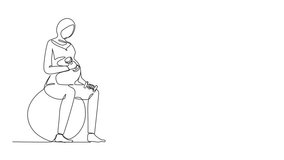 Self drawing animation of single continuous line drawing beautiful Arabic pregnant woman exercises with fitball working out with light weights in the gym. fitness, pregnancy. Full length animated - Powered by Shutterstock - Get 15% off with code: PIKWIZARD15