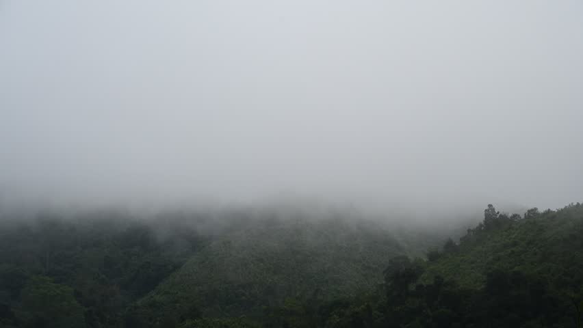 Time lapse of cloudy sky with rain and foggy weather at Disetsusun, Hokkaido  Japan 