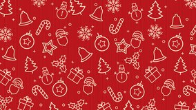 Minimal red seamless looping background with elegant white outline icons of christmas elements - Powered by Shutterstock - Get 15% off with code: PIKWIZARD15