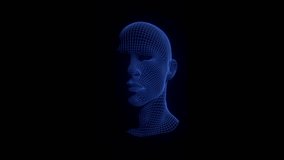 Digital face scanning with neon cyber design. Wireframe head, biometric ID, futuristic tech, blue light, woman AI connection, security and smart recognition. - Powered by Shutterstock - Get 15% off with code: PIKWIZARD15