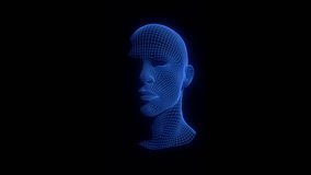 Digital face scanning with neon cyber design. Wireframe head, biometric ID, futuristic tech, blue light, woman AI connection, security and smart recognition. - Powered by Shutterstock - Get 15% off with code: PIKWIZARD15