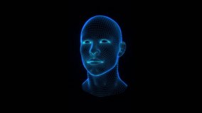 Digital face scanning with neon cyber design. Wireframe head, biometric ID, futuristic tech, blue light, woman AI connection, security and smart recognition. - Powered by Shutterstock - Get 15% off with code: PIKWIZARD15